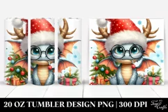 Goofy Dragon with Christmas Decor, Transparent 20 Oz Tumbler Product Image 1