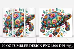 Whimsical Colorful Turtle in Flowers, Transparent 20 Oz Product Image 1