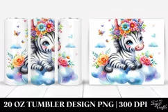 Vibrant Zebra with Flower Crown | 20 oz Tumbler Product Image 1