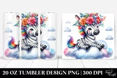 Vibrant Zebra with Flower Crown | 20 oz Tumbler Product Image 1