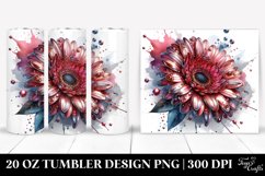Glossy Metallic Watercolor Gerbera Tumbler Design Product Image 1