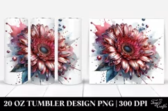Glossy Metallic Watercolor Gerbera Tumbler Design Product Image 1