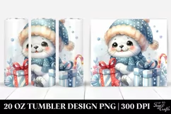 Cute Baby Seal with Present, Transparent 20 Oz Tumbler Product Image 1