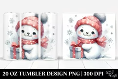 Cute Baby Seal with Present, Transparent 20 Oz Tumbler Product Image 1