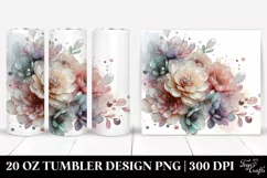 Shiny Pastel Peonies in Watercolor, Transparent 20 Oz Product Image 1