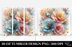 Shiny Pastel Peonies in Watercolor, Transparent 20 Oz Product Image 1
