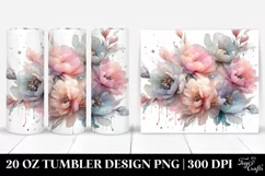 Shiny Pastel Peonies in Watercolor, Transparent 20 Oz Product Image 1