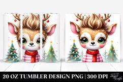 Expressive Baby Deer with Reindeer Horns 20 Oz Tumbler Product Image 1