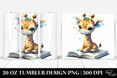 Colorful Baby Giraffe on Book Clipart Product Image 1