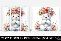 Watercolor Polar Bear with Flower Crown 20 Oz Tumbler Product Image 1