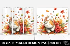 Colorful Watercolor Cute Cat Tumbling | 20 oz Tumbler Product Image 1