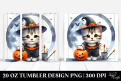 Cute Kitten Wearing Halloween Hat, Transparent 20 Oz Tumbler Product Image 1