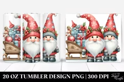 Watercolor Christmas Gnomes, Transparent 20 Oz Tumbler Product Image 1