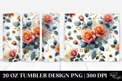 Washed Watercolor Vibrant Orange Roses Gold | 20 oz Tumbler Product Image 1