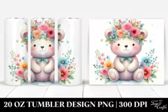 Cartoon Bear with Flower Crown | 20 oz Tumbler Product Image 1