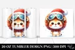 Enthusiastic Lion with Sunglasses, Transparent 20 Oz Tumbler Product Image 1
