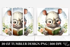 Cute Baby Rhino Reading | 20 oz Tumbler Product Image 1