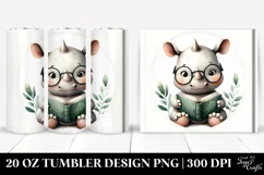 Cute Baby Rhino Reading | 20 oz Tumbler Product Image 1