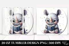 Cute Baby Rhino Reading | 20 oz Tumbler Product Image 1