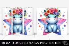 Baby Hippo with Flower Crown 20 Oz Tumbler Product Image 1