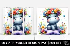 Baby Hippo with Flower Crown 20 Oz Tumbler Product Image 1