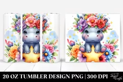 Baby Hippo with Flower Crown 20 Oz Tumbler Product Image 1