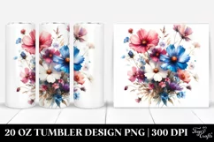 Vibrant Wild Flowers Washed Watercolor | 20 oz Tumbler Product Image 1