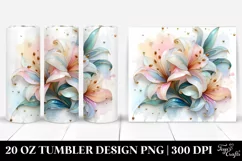 Shiny Pastel Lily in Watercolor, Transparent 20 Oz Tumbler Product Image 1
