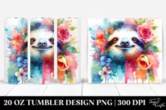 Vibrant Sloth Flowers. 20 Oz Tumbler Design Product Image 1