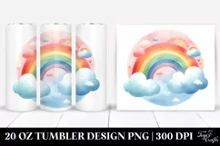 Colorful Pastel Rainbow with Clouds | 20 Oz Tumbler Product Image 1