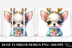 Expressive Chihuahua with Reindeer Horns, High-Res 20 Oz Product Image 1