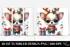 Expressive Chihuahua with Reindeer Horns, High-Res 20 Oz Product Image 1