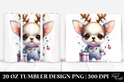 Expressive Chihuahua with Reindeer Horns, High-Res 20 Oz Product Image 1