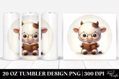 Cute Baby Cow Reading | 20 oz Tumbler Product Image 1