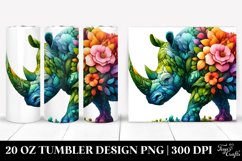 Abstract Vibrant Rhino with Flower Frame. 20 Oz Tumbler Product Image 1
