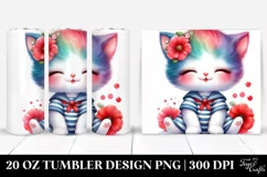 Colorful Small Baby Kitten in Sailor Suit | 20 Oz Tumbler Product Image 1