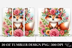 a Cute Fox with Colorful Flower Crown | 20 oz Tumbler Product Image 1