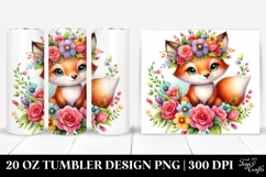 a Cute Fox with Colorful Flower Crown | 20 oz Tumbler Product Image 1