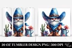 Washed Vibrant Watercolor Cowboy Gnome | 20 oz Tumbler Product Image 1