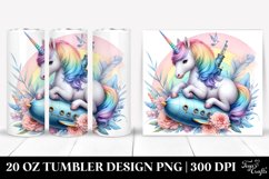 Colorful Artistic Baby Unicorn with Submarine. 20 Oz Tumbler Product Image 1