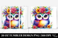 Colorful Flower Crown Owl Tumbler Product Image 1