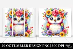 Colorful Flower Crown Owl Tumbler Product Image 1