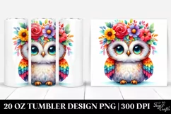 Colorful Flower Crown Owl Tumbler Product Image 1