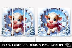 Cute Baby Cow in Winter Scene, Transparent 20 Oz Tumbler Product Image 1
