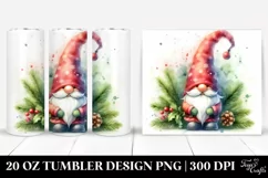Washed Vibrant Watercolor Christmass Gnome | 20 oz Tumbler Product Image 1