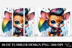 Excited Deer with Umbrella, Transparent 20 Oz Tumbler Product Image 1