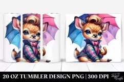 Excited Deer with Umbrella, Transparent 20 Oz Tumbler Product Image 1