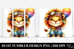 20 Oz Tumbler Sublimation | boho baby lion aviator suit Product Image 1
