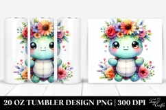 Colorful Flower Crown Turtle Tumbler Product Image 1