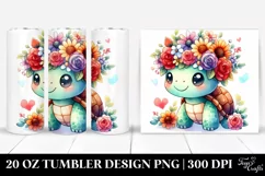 Colorful Flower Crown Turtle Tumbler Product Image 1